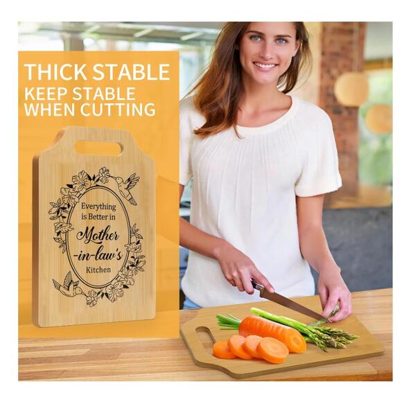 Cutting Board, Bamboo Cutting Board for Mother-in-Law 15.3"L x 7.5"W x 0.4" - Picture 4 of 7